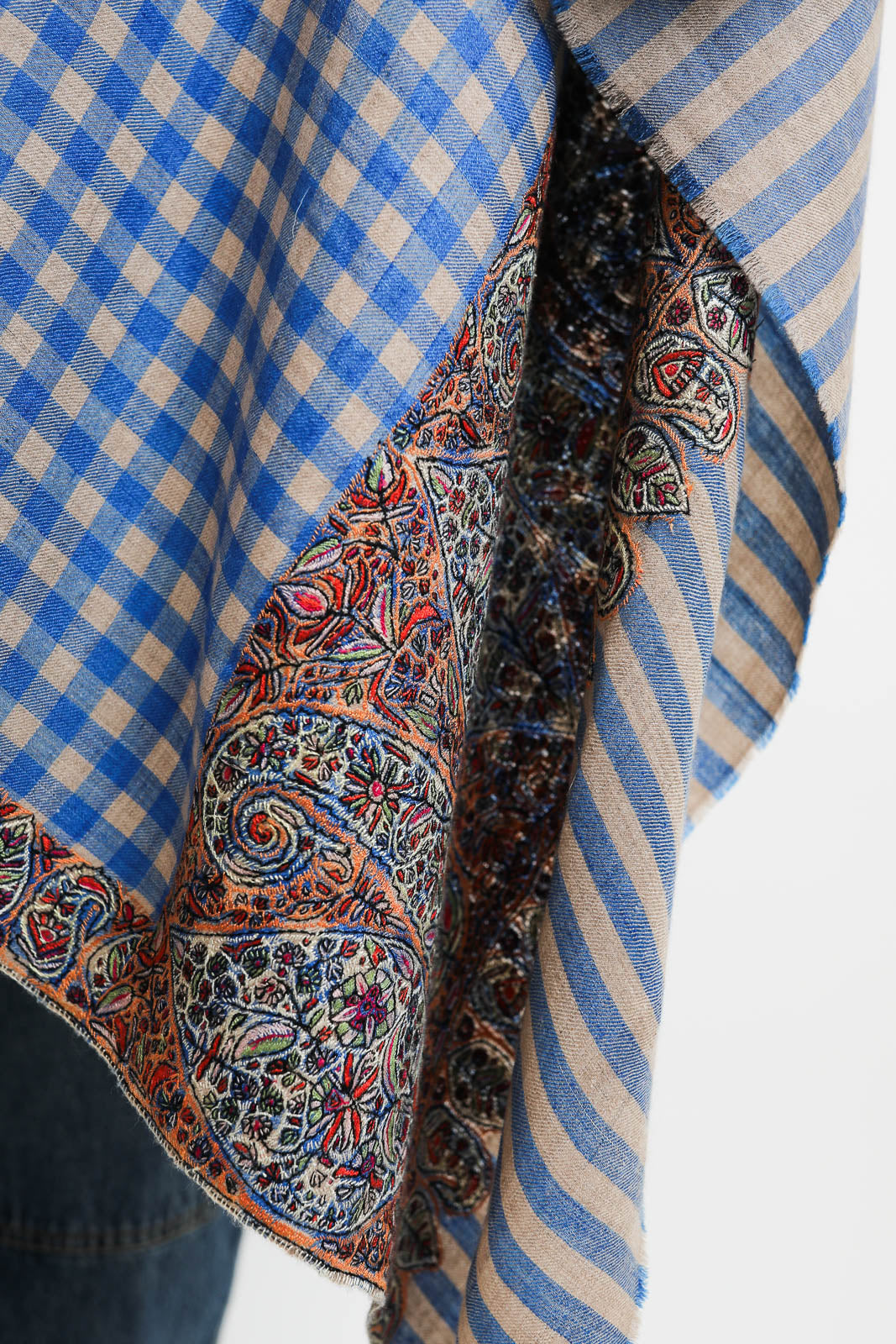 Yaser Shaw, Schal Pashmina 3 in Blue Check