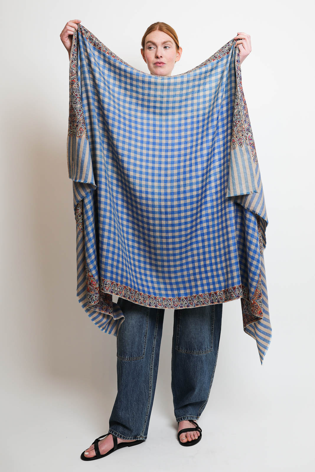 Yaser Shaw, Schal Pashmina 3 in Blue Check