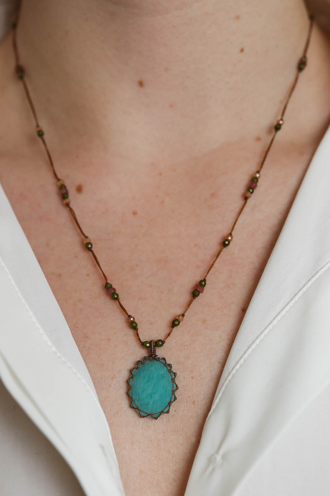 Sharing Bijoux, Tibet necklace in amazonite