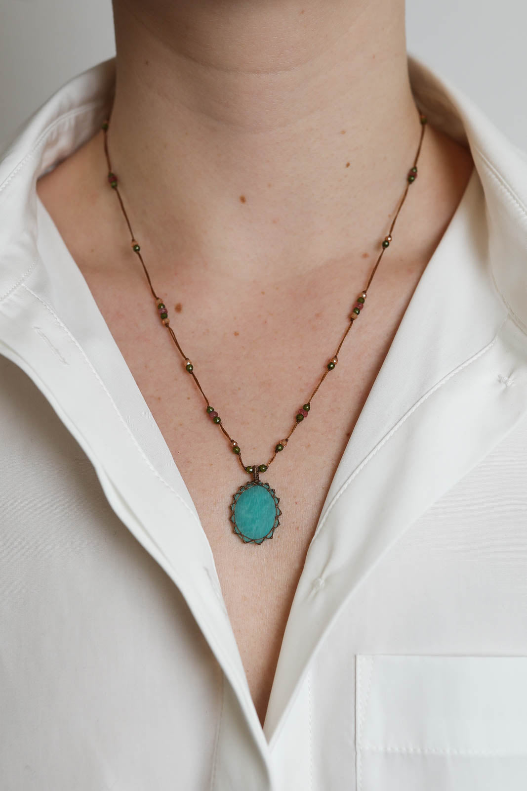 Sharing Bijoux, Tibet necklace in amazonite