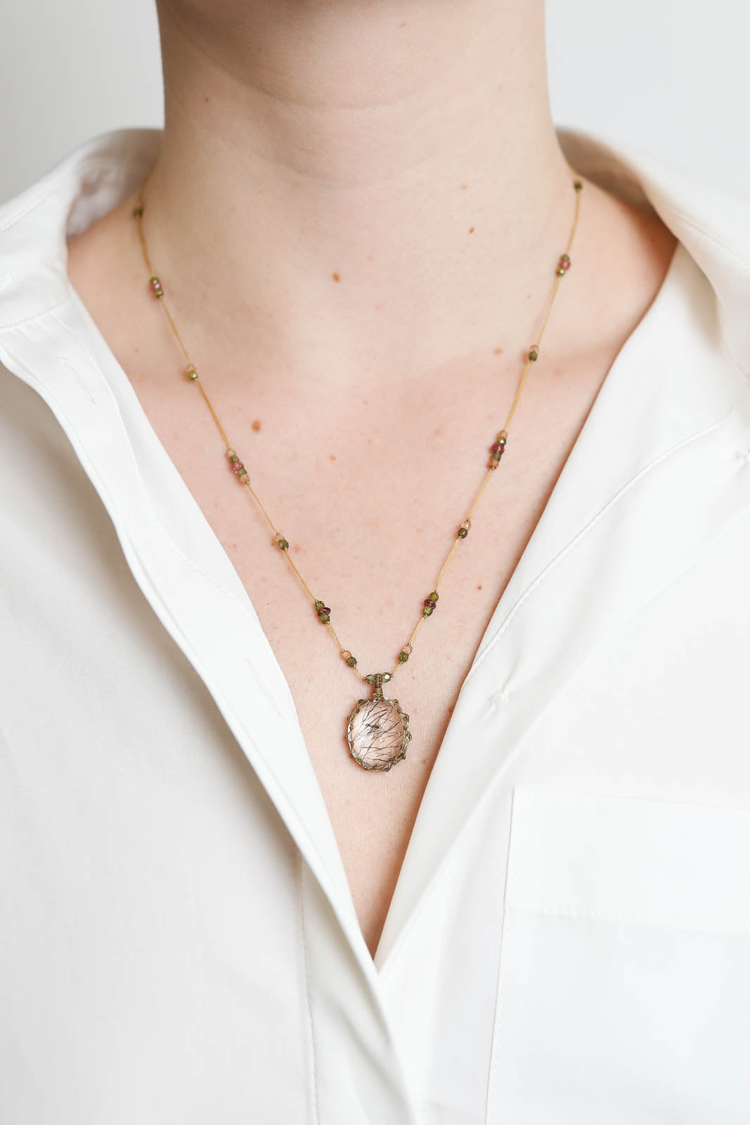 Sharing Bijoux, Halskette Tibet in Rutile Quartz Black