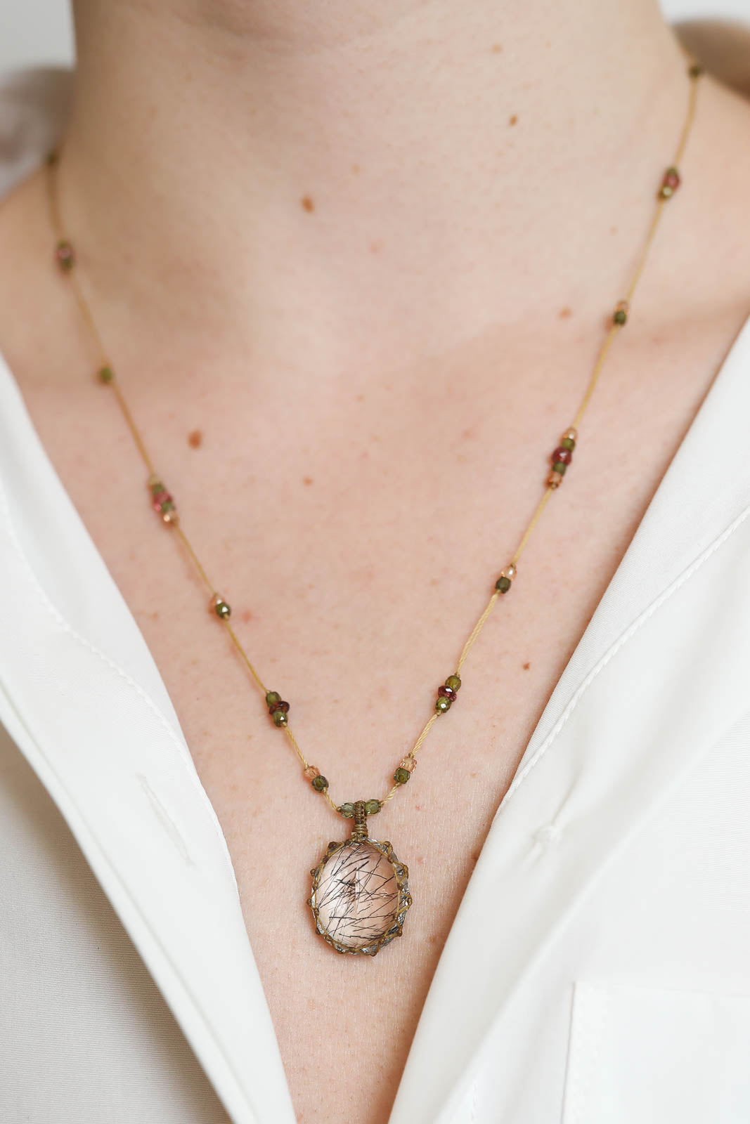 Sharing Bijoux, Halskette Tibet in Rutile Quartz Black