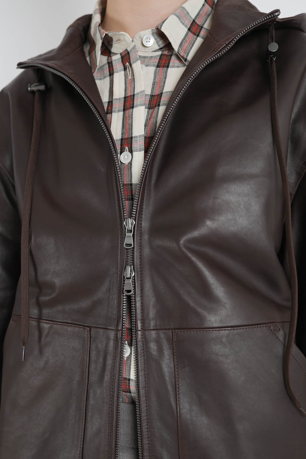Tibi, Jacke Zip Up Hoodie in Braun