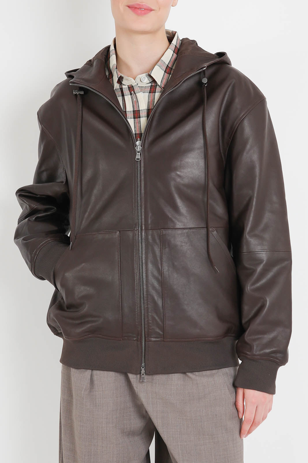 Tibi, Jacke Zip Up Hoodie in Braun