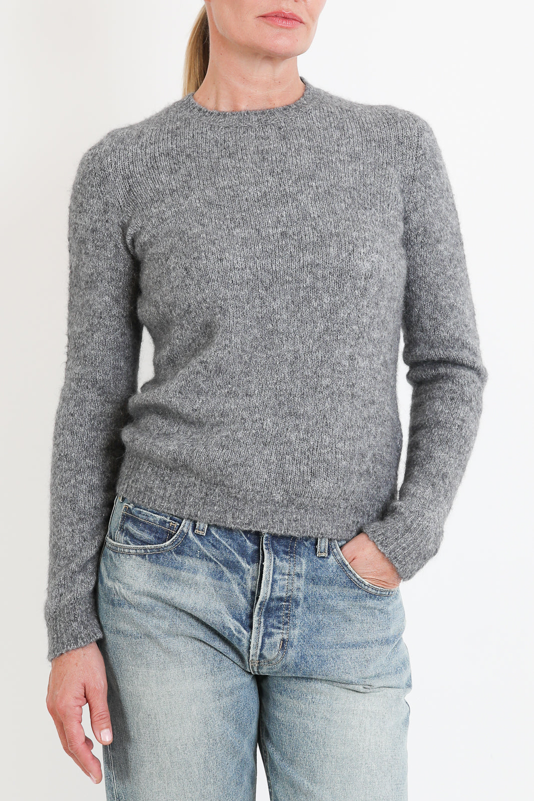 Roberto Collina, Pullover Knit Roundneck in Grigio Medio