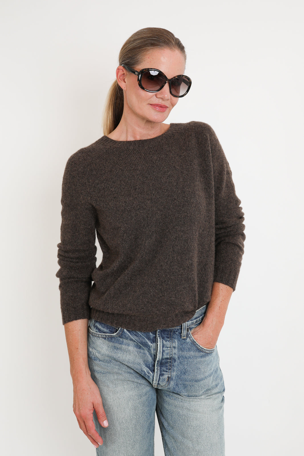 Roberto Collina, Pullover Knit Roundneck in Corteccia