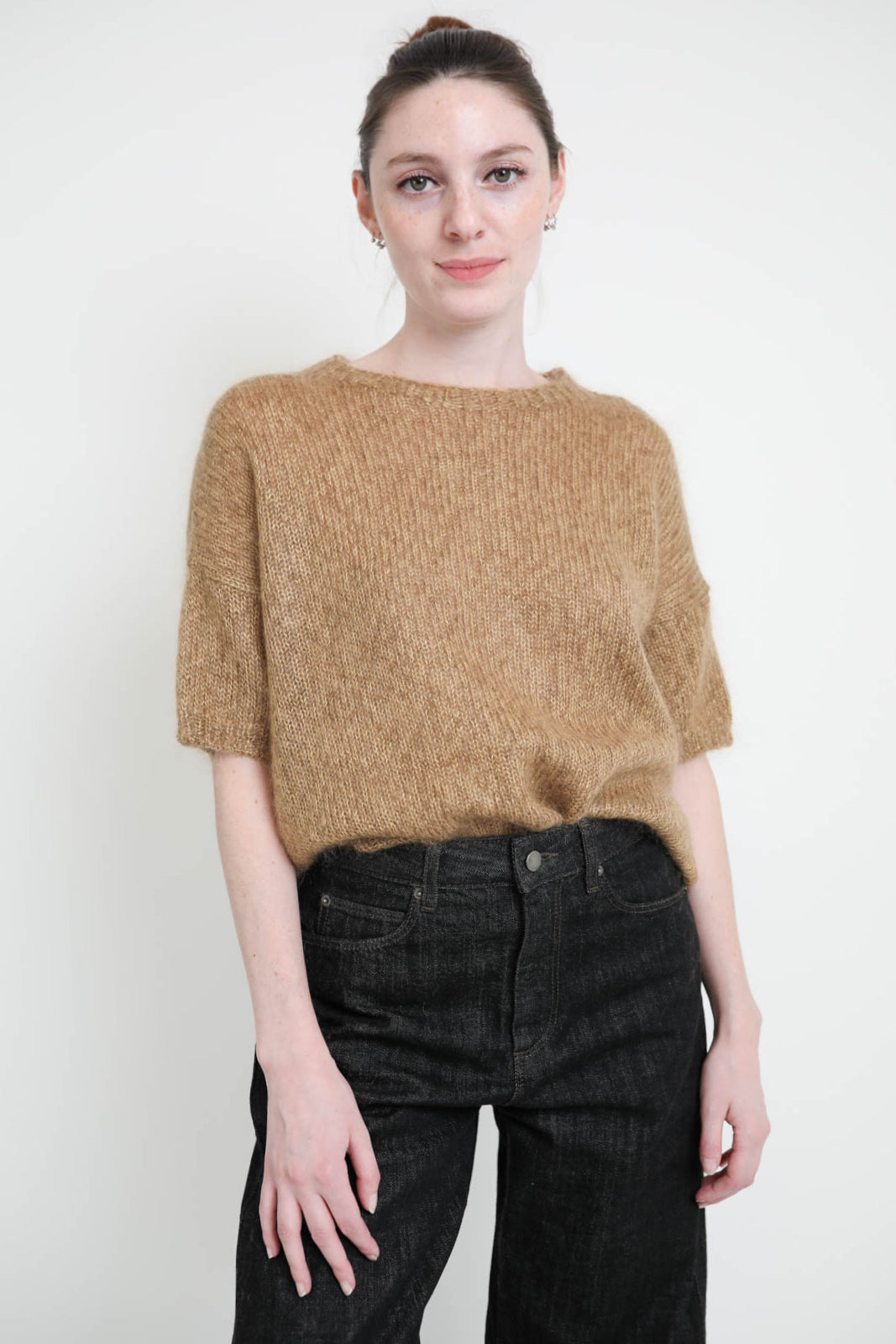 T-Shirt aus Mohair in Camel