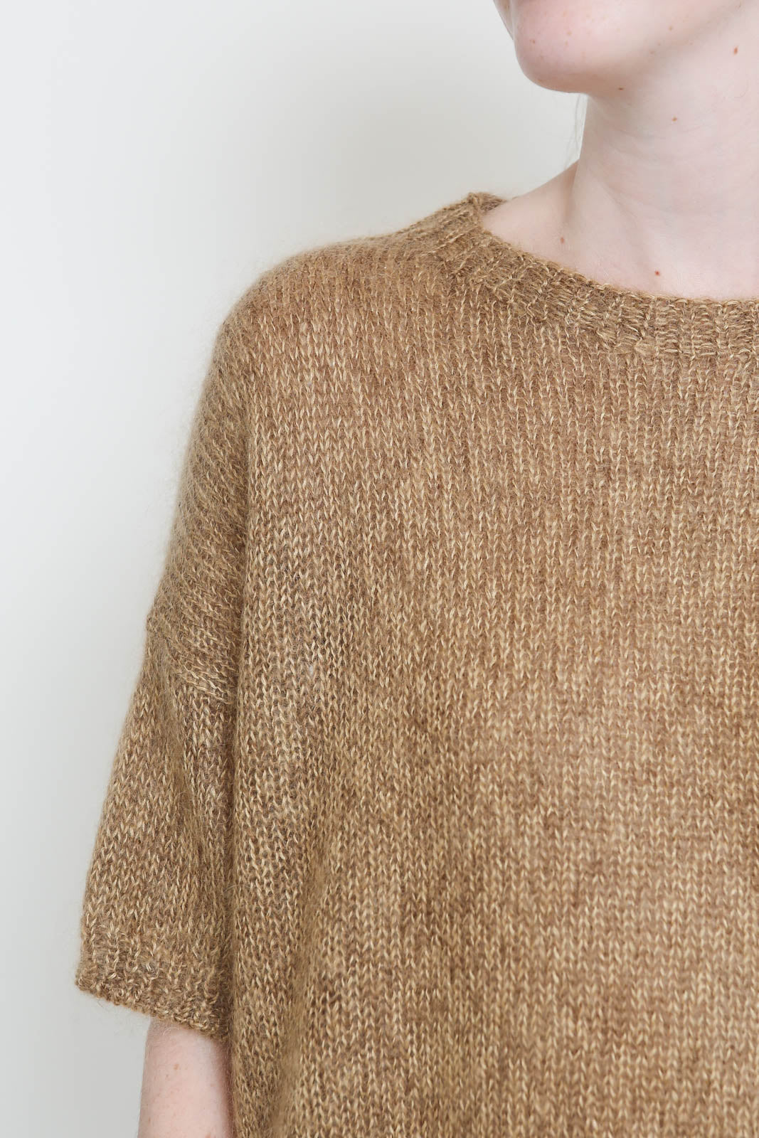 T-Shirt aus Mohair in Camel
