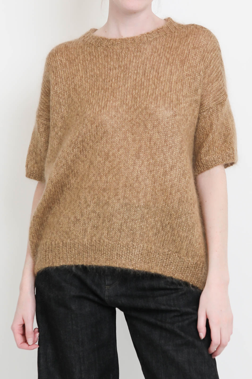 T-Shirt aus Mohair in Camel