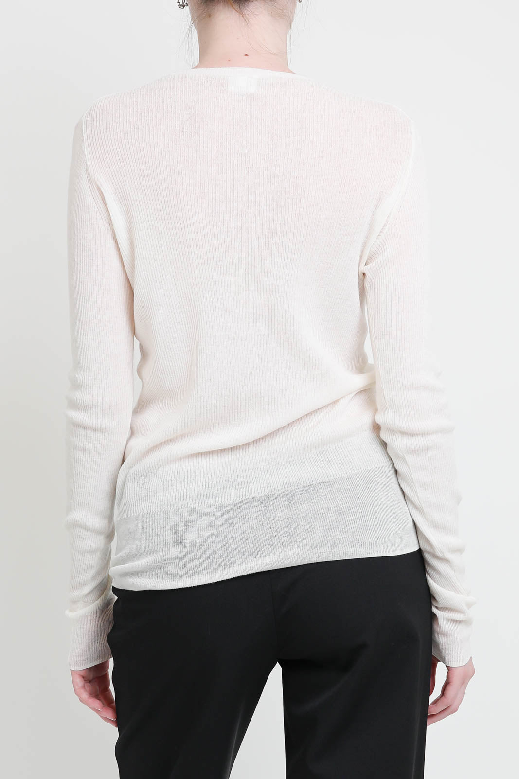 Langarm-Shirt aus Wolle in Weiss