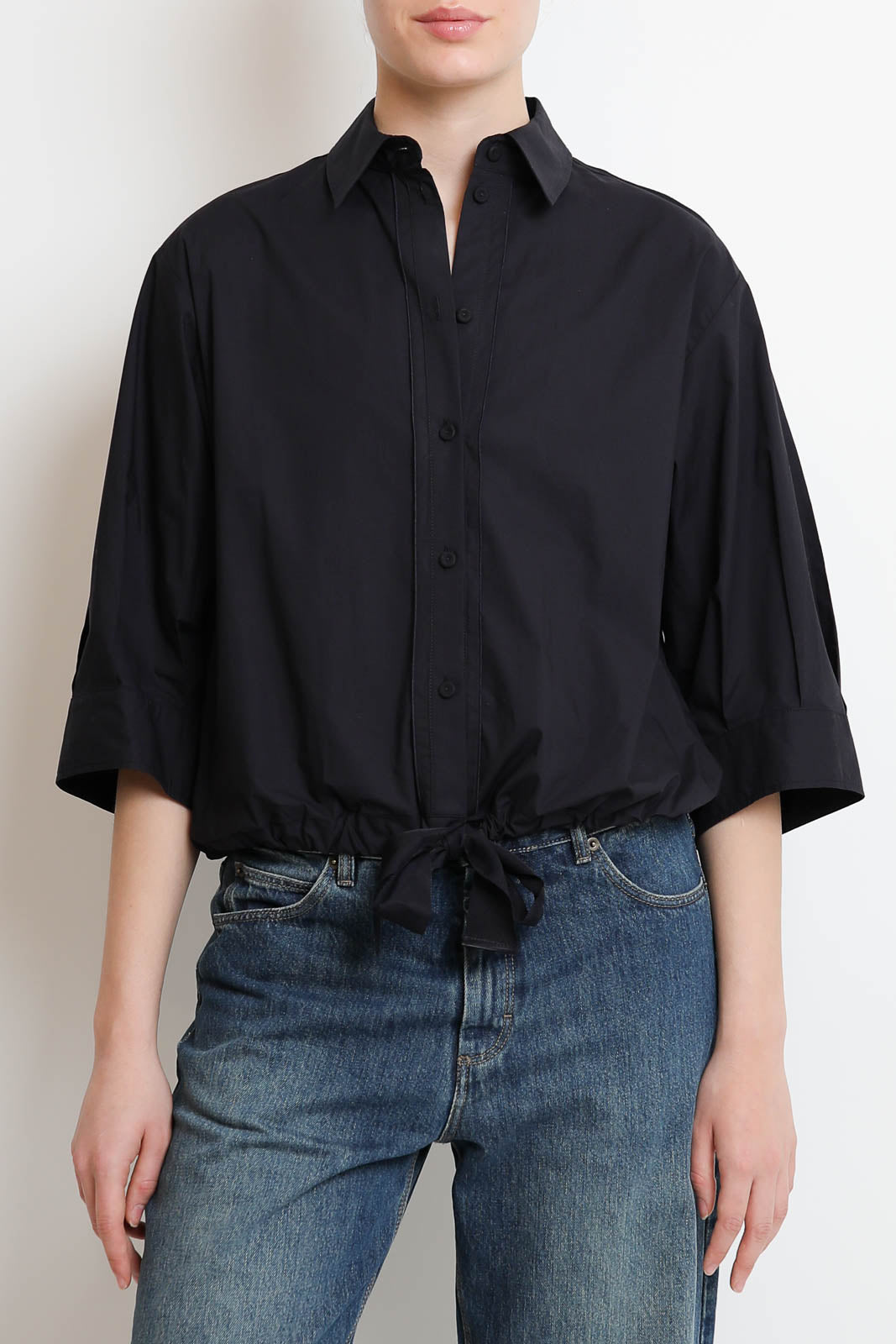 Forte-Forte_Bluse Popline Half Sleeve in Notte