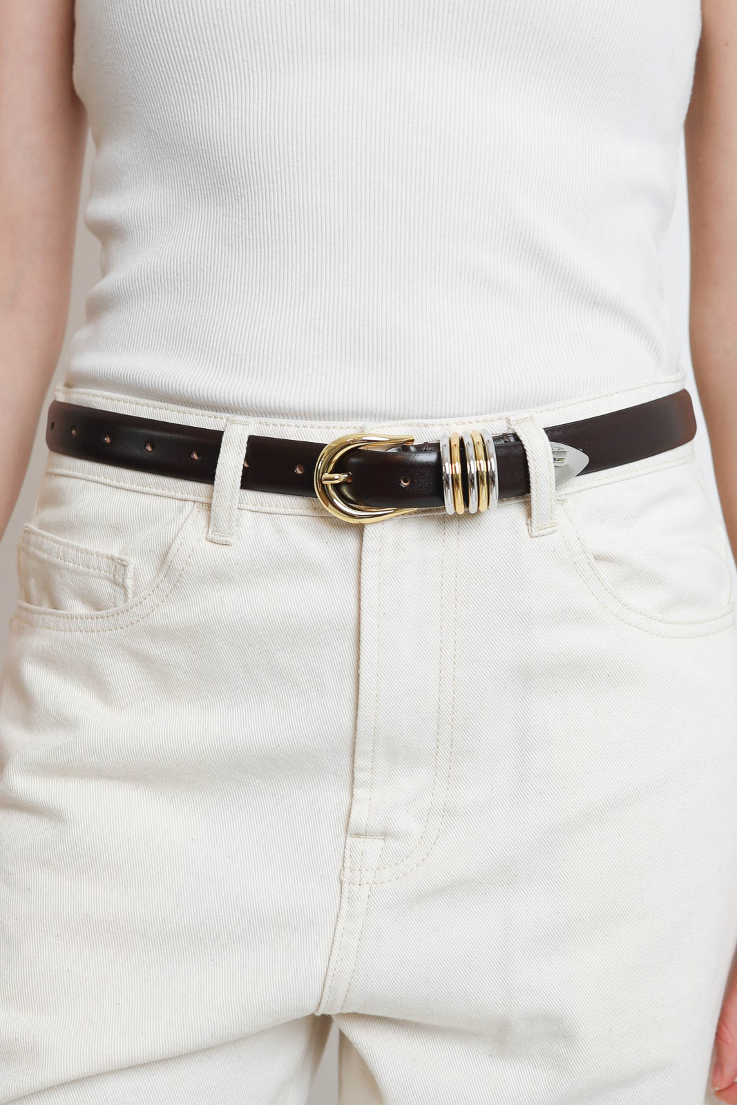 Déhanche_Gürtel Hollyhock in Deep Brown/Silver&Gold