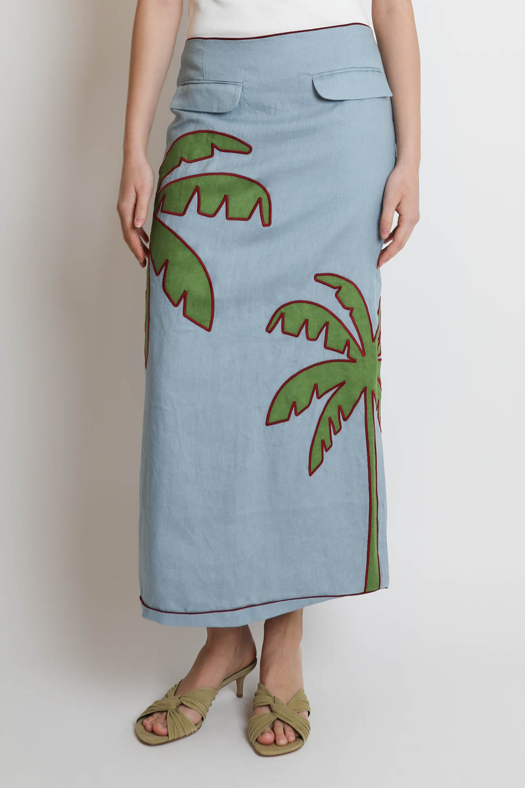 Farm Rio, Rock Embroidered Palm Tree in Blau