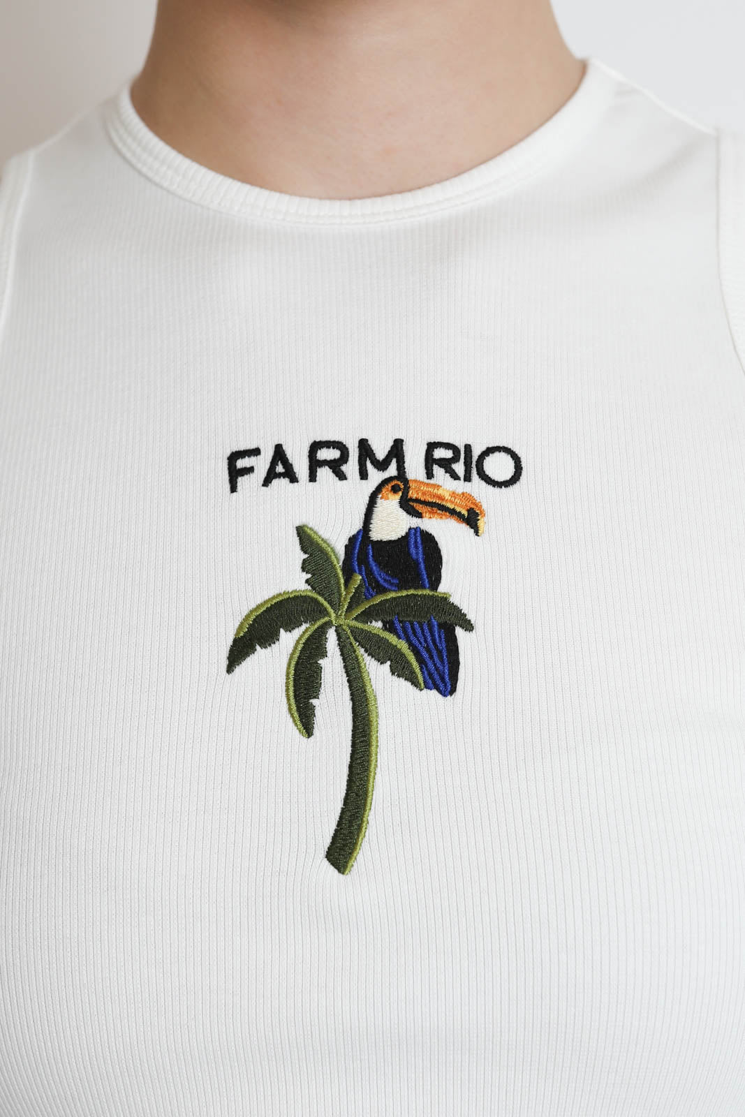 Farm Rio, Tank Top Tucanissimo in Off-White