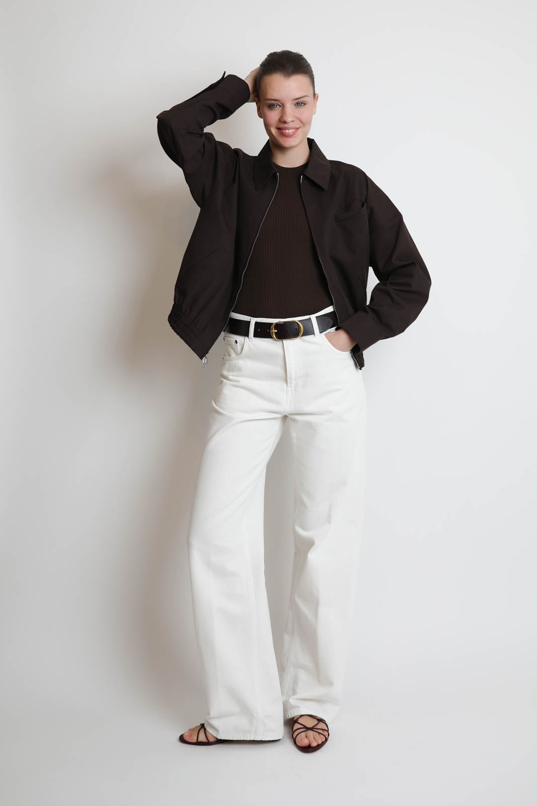 Tibi, Luxe Spring Twill Jacket in Hickory Brown