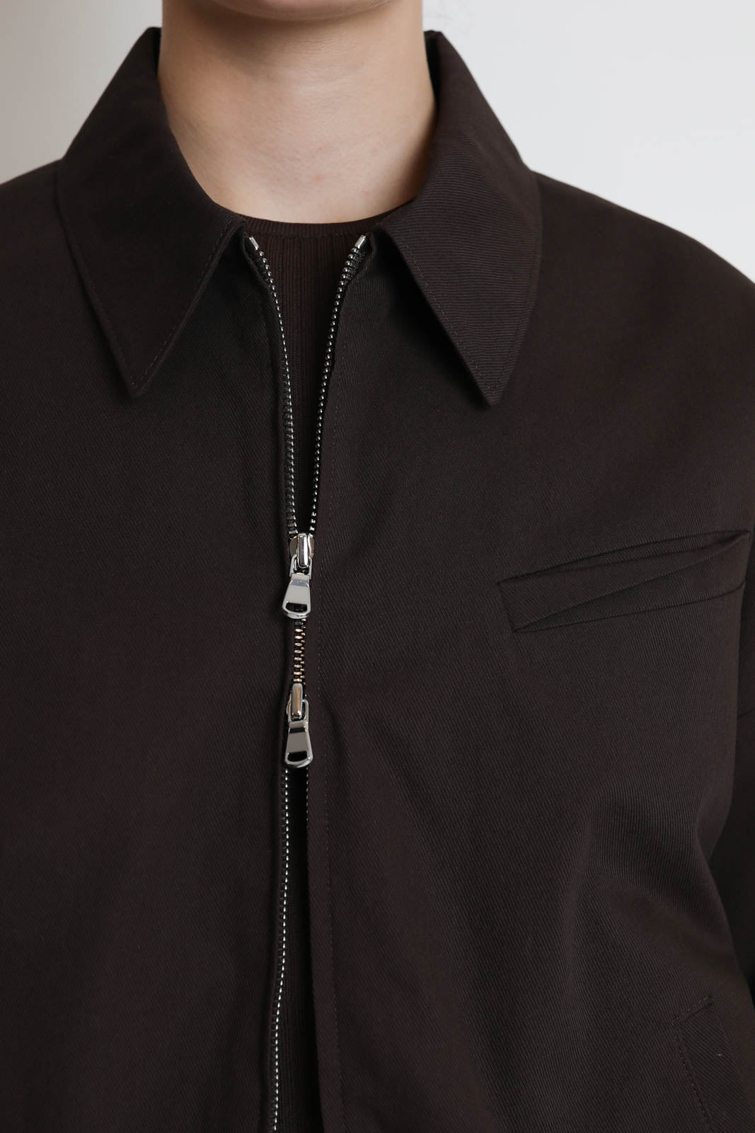 Tibi, Luxe Spring Twill Jacket in Hickory Brown