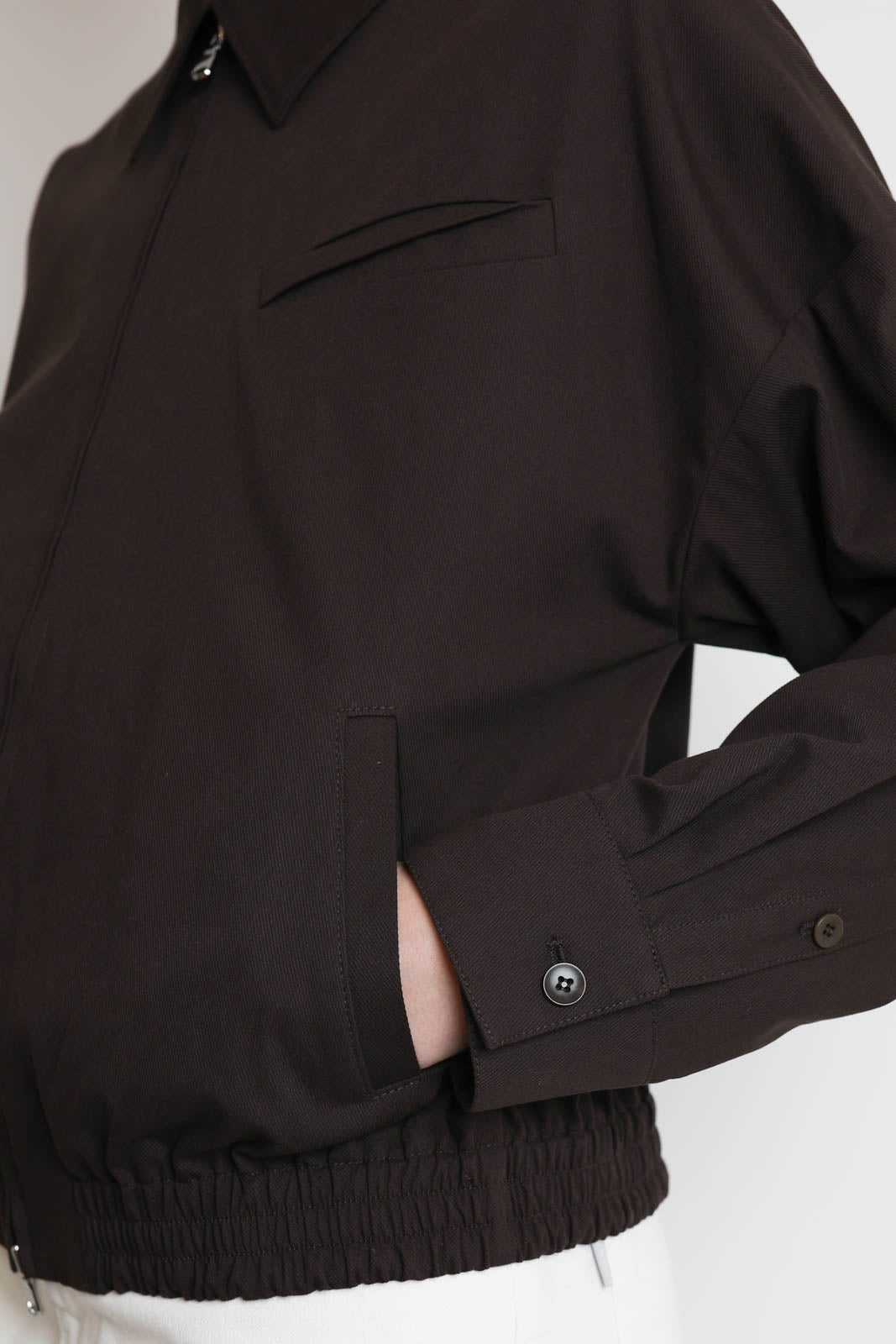 Tibi, Luxe Spring Twill Jacket in Hickory Brown