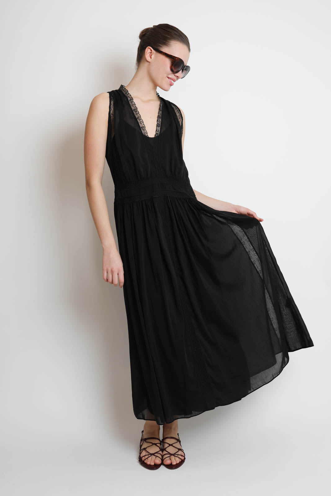 Forte-Forte, Kleid aus Voile in Schwarz
