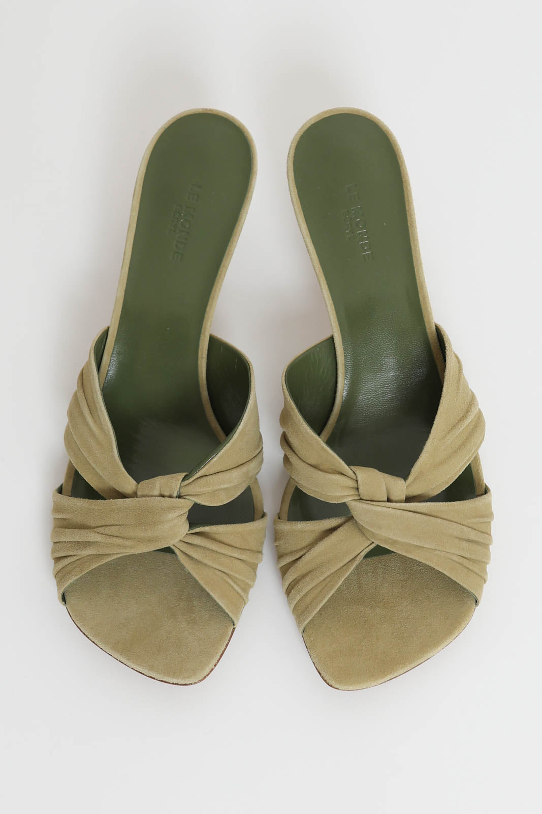 Le Monde Béryl, Antonia Kitten Heel Sandals in Grey Green