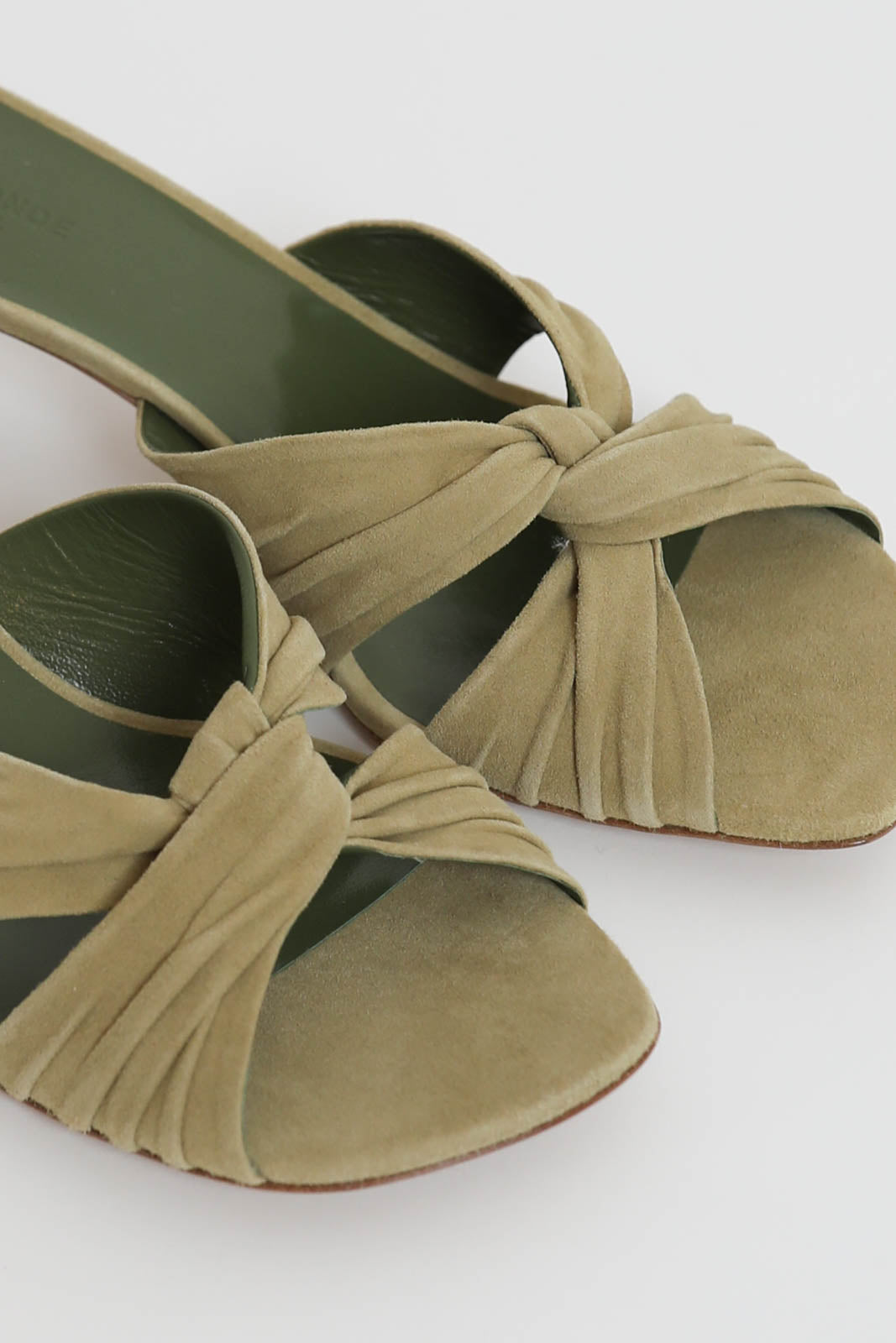 Le Monde Béryl, Antonia Kitten Heel Sandals in Grey Green