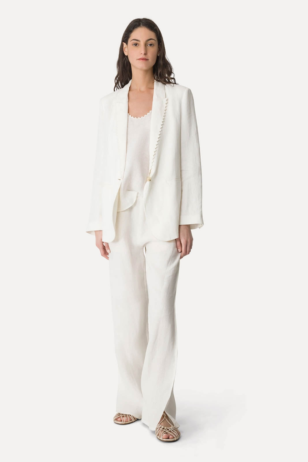Forte-Forte, Tank Top Chic Linen in Crystal