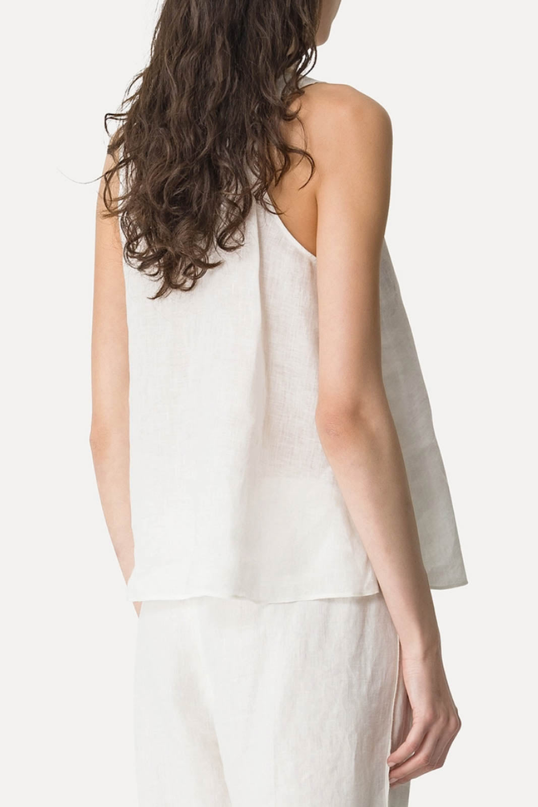 Forte-Forte, Tank Top Chic Linen in Crystal