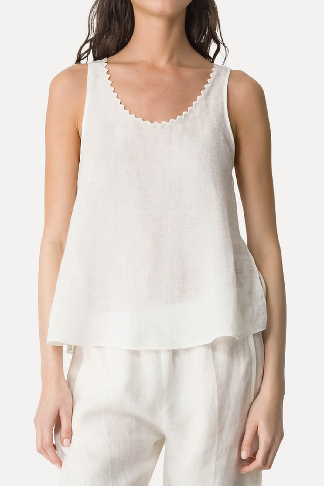 Forte-Forte, Tank Top Chic Linen in Crystal