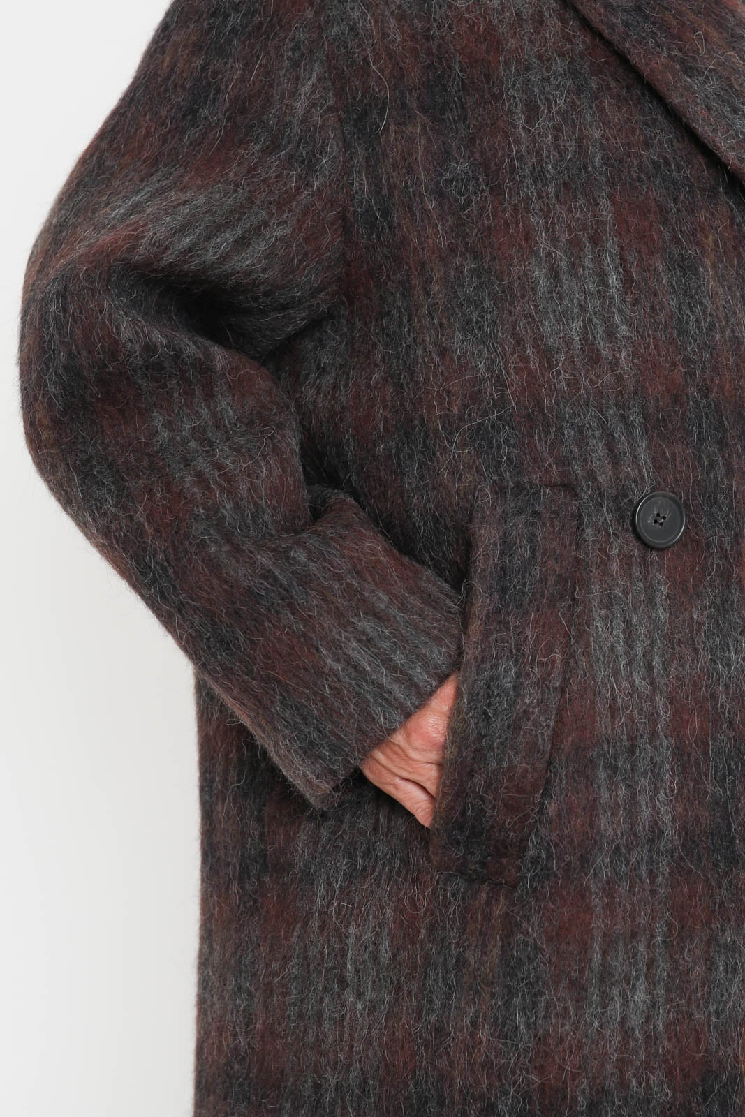 Zenggi, Mantel Wool Cocoon in Warm Brown Check