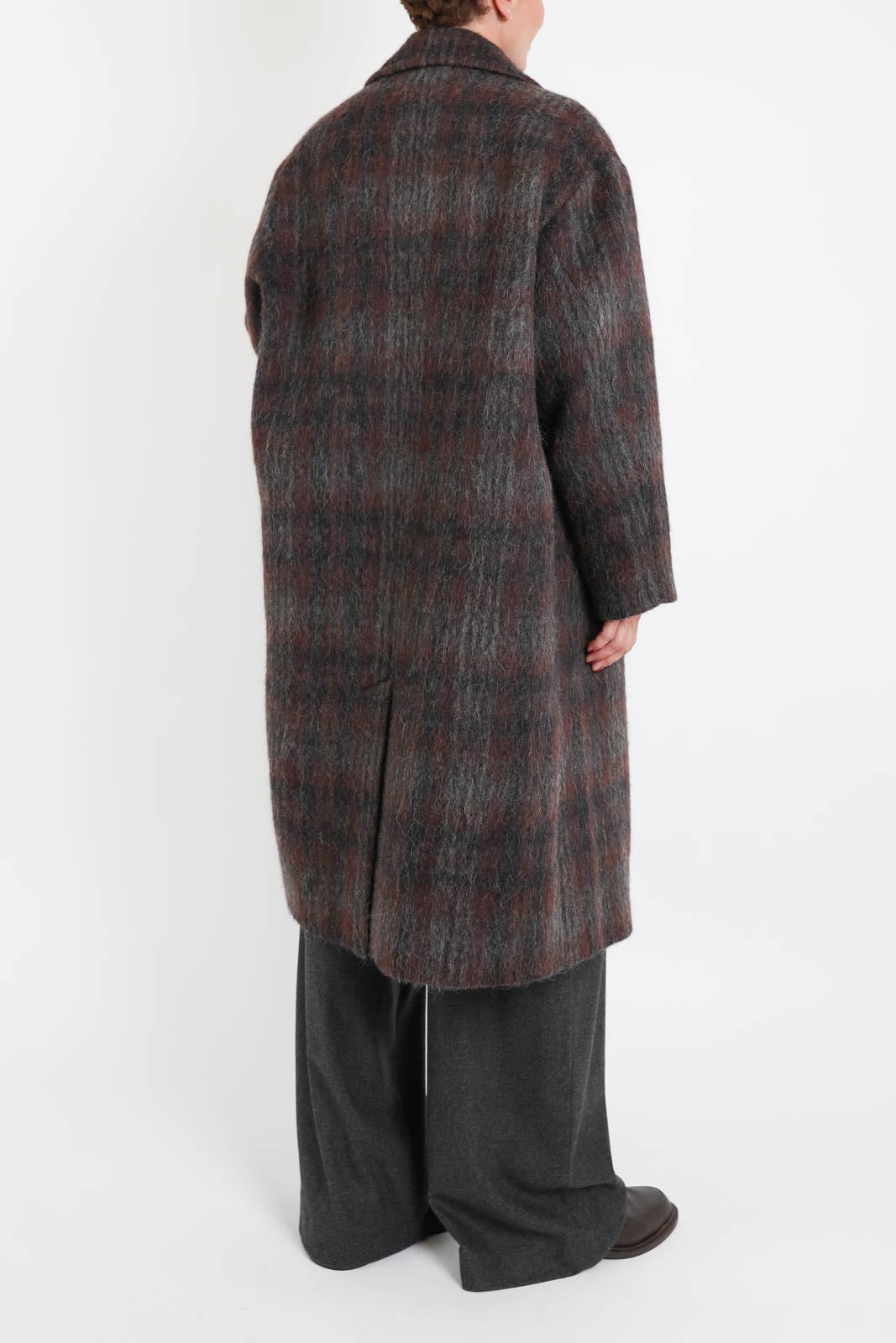 Zenggi, Mantel Wool Cocoon in Warm Brown Check