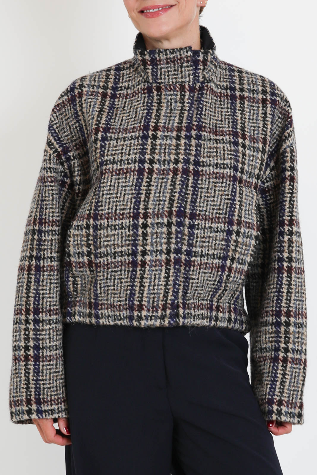 Zenggi, Jacke Wool Check in Limestone