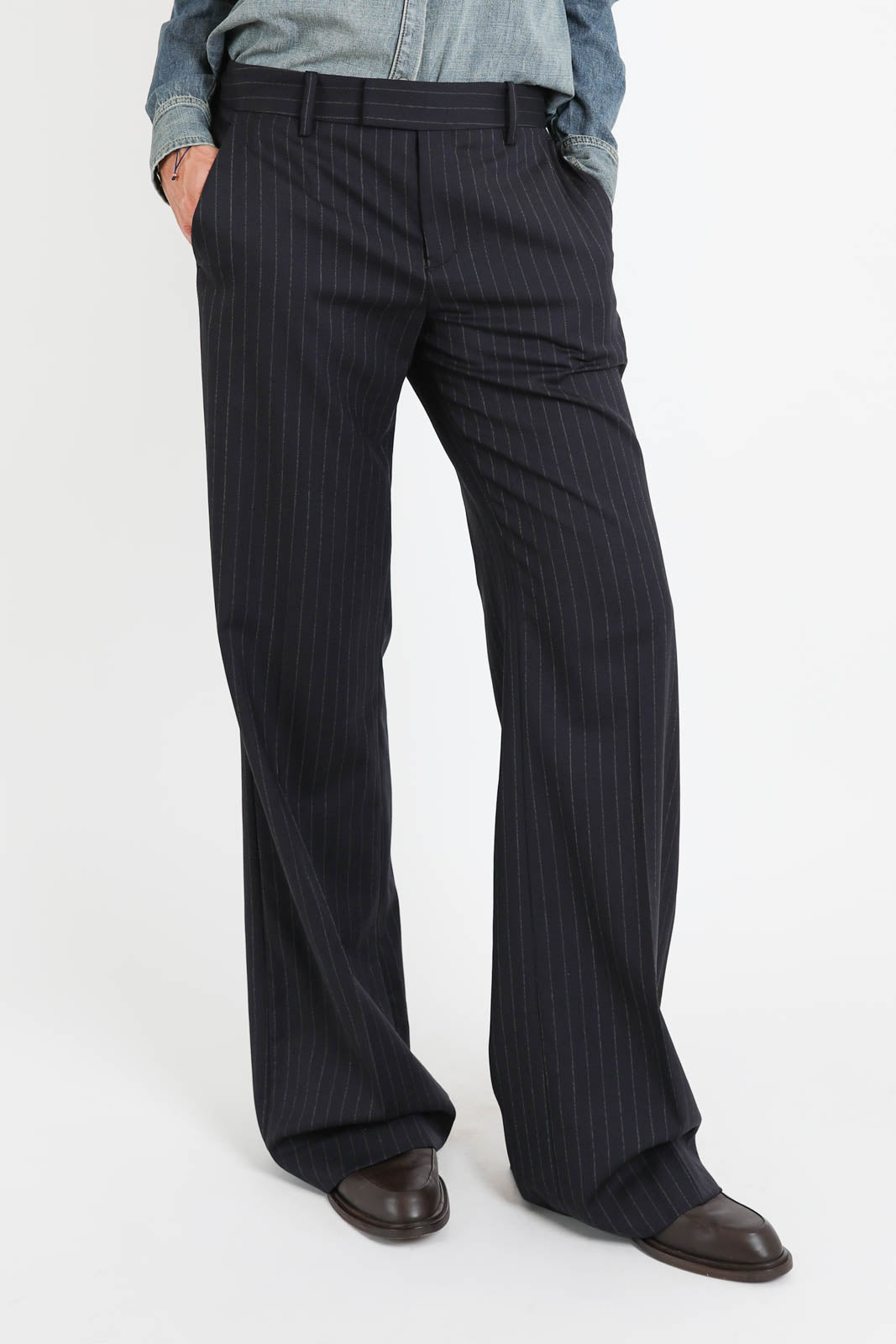 Nili Lotan, Hose Bethany in Midnight Pinstripes