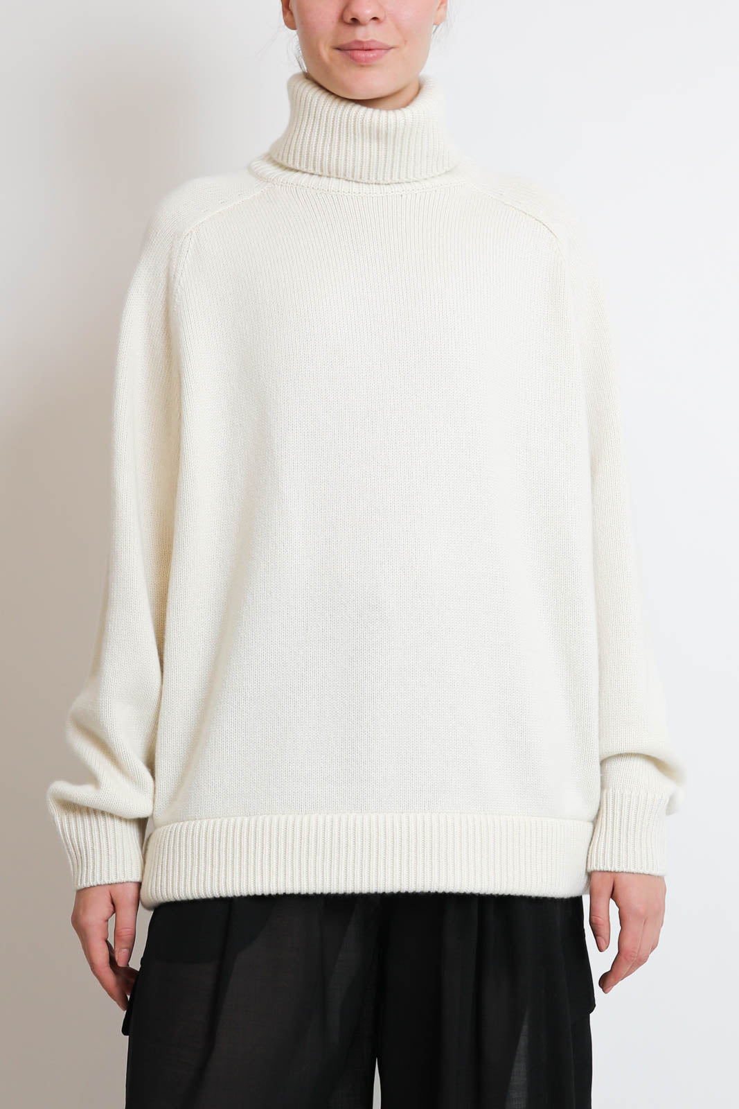Tibi, Pullover Cashmere TNeck Oversized in Ivory