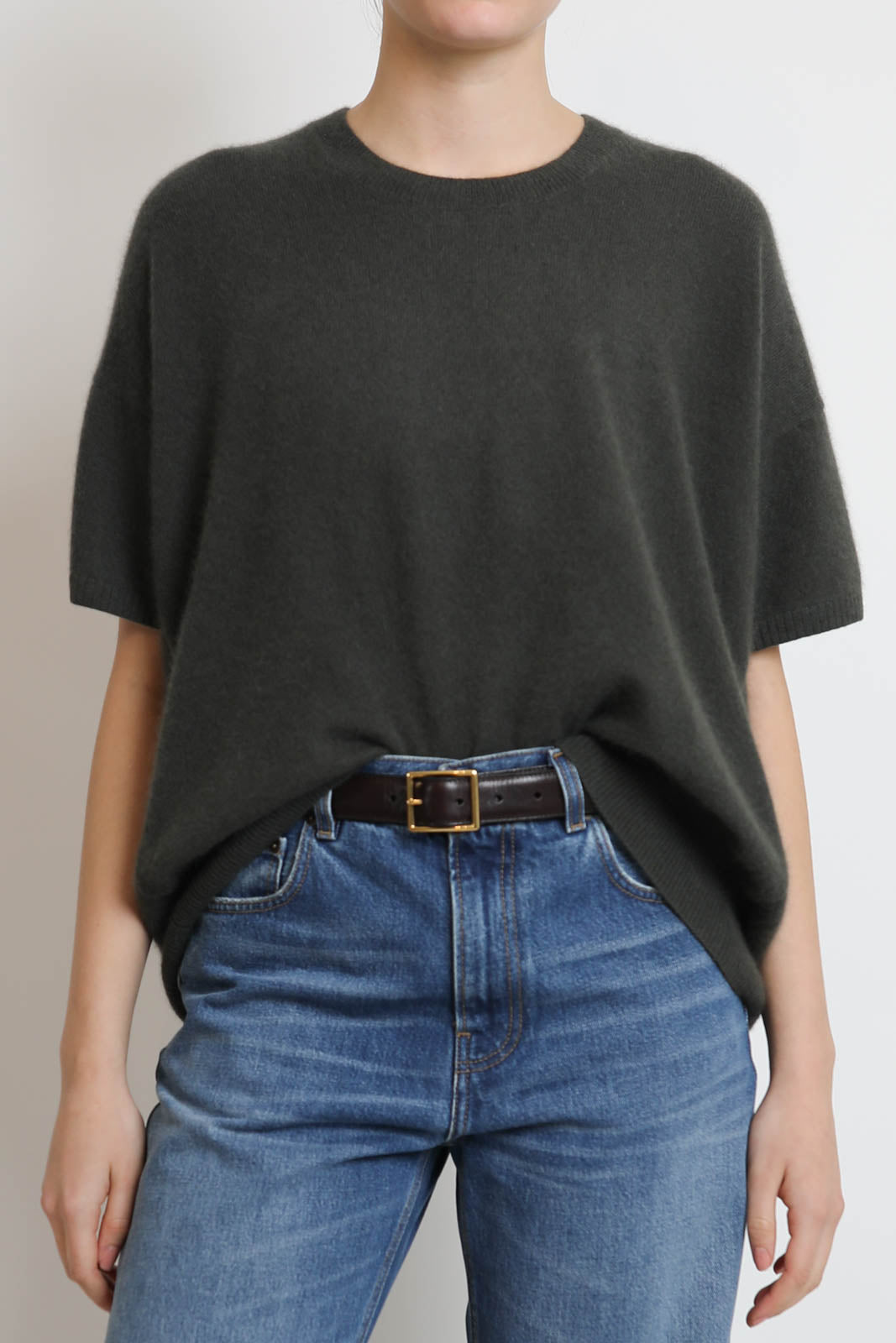 C. T. Plage, Pullover mit kurzen Ärmeln Round in Khaki