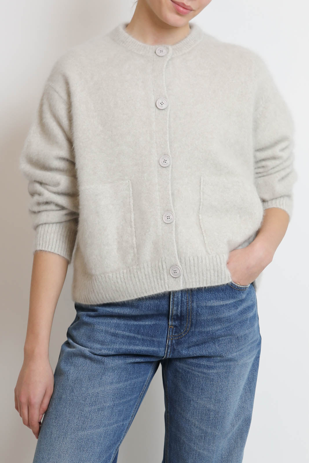 C. T. Plage, Cardigan Polo Neck in Ivory