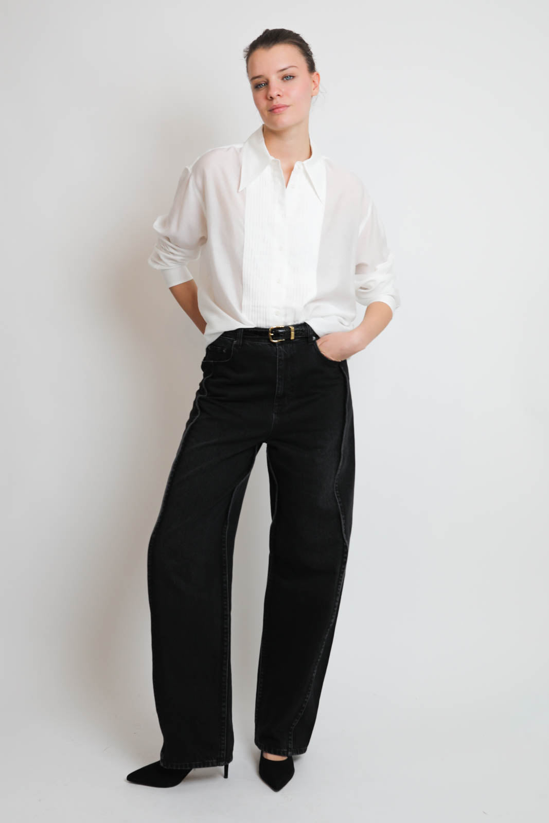 Tibi, Bluse Easy Pintucked in Ivory