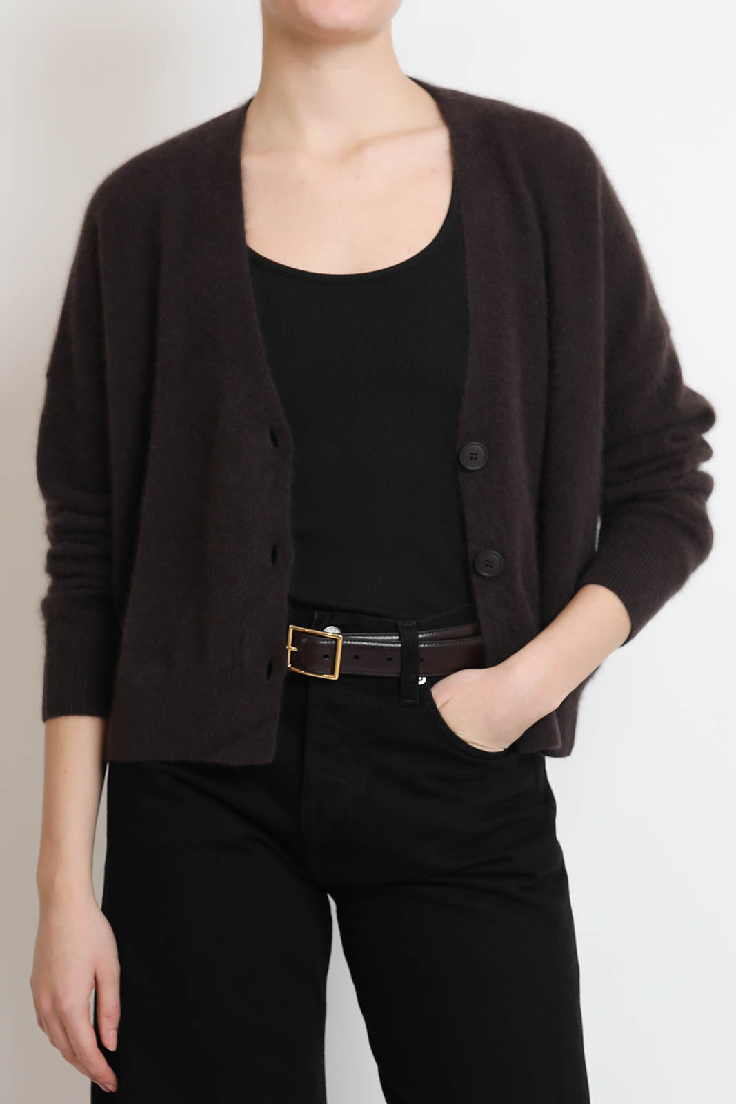 C. T. Plage, Cardigan V-Neck in Braun