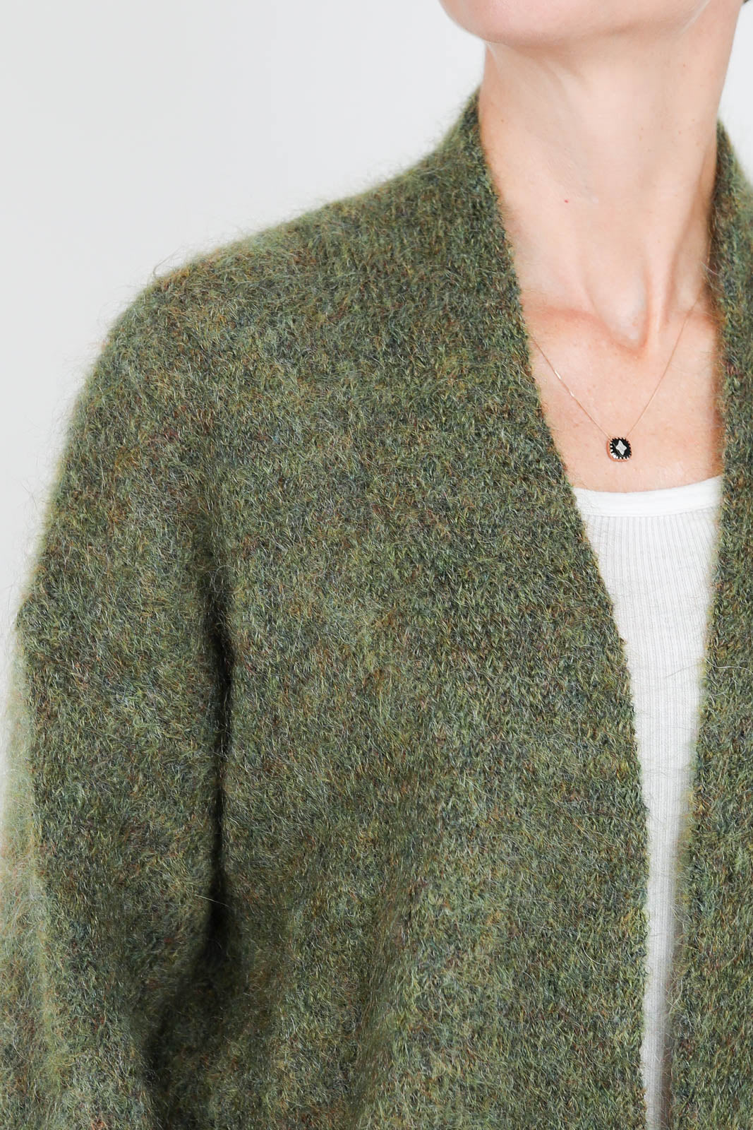 Cardigan aus Mohair in Khaki