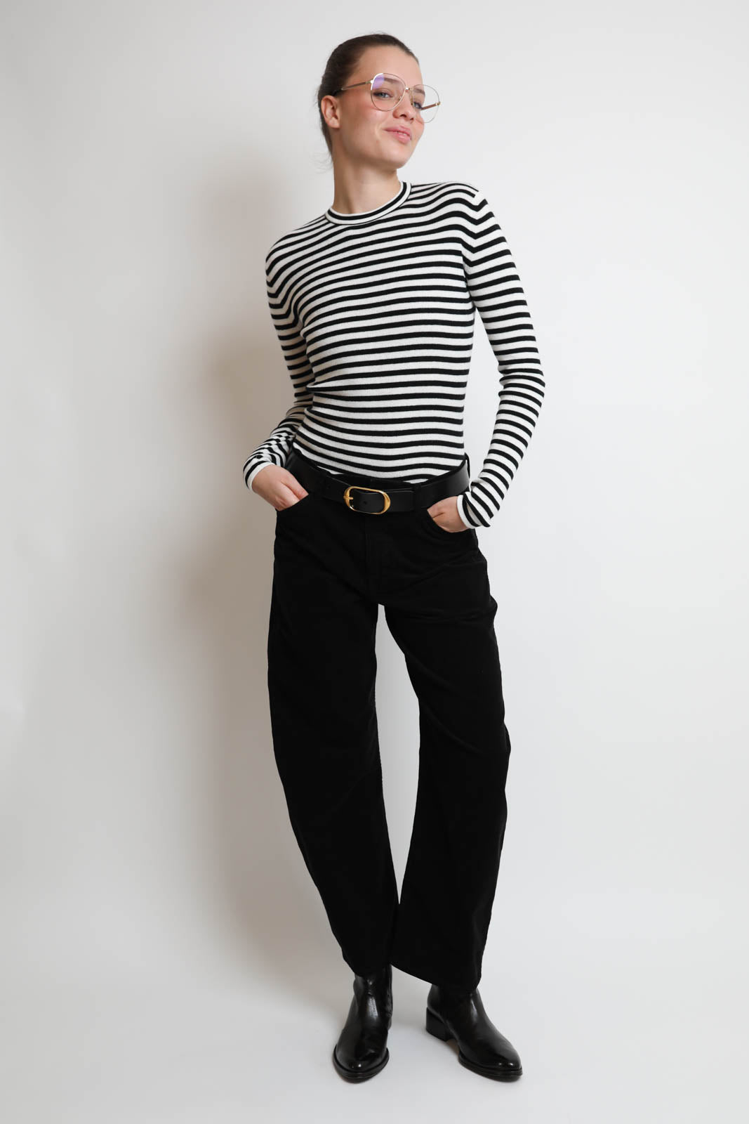 Lisa Yang, Langarm-Shirt Vivian Stripes in Salt