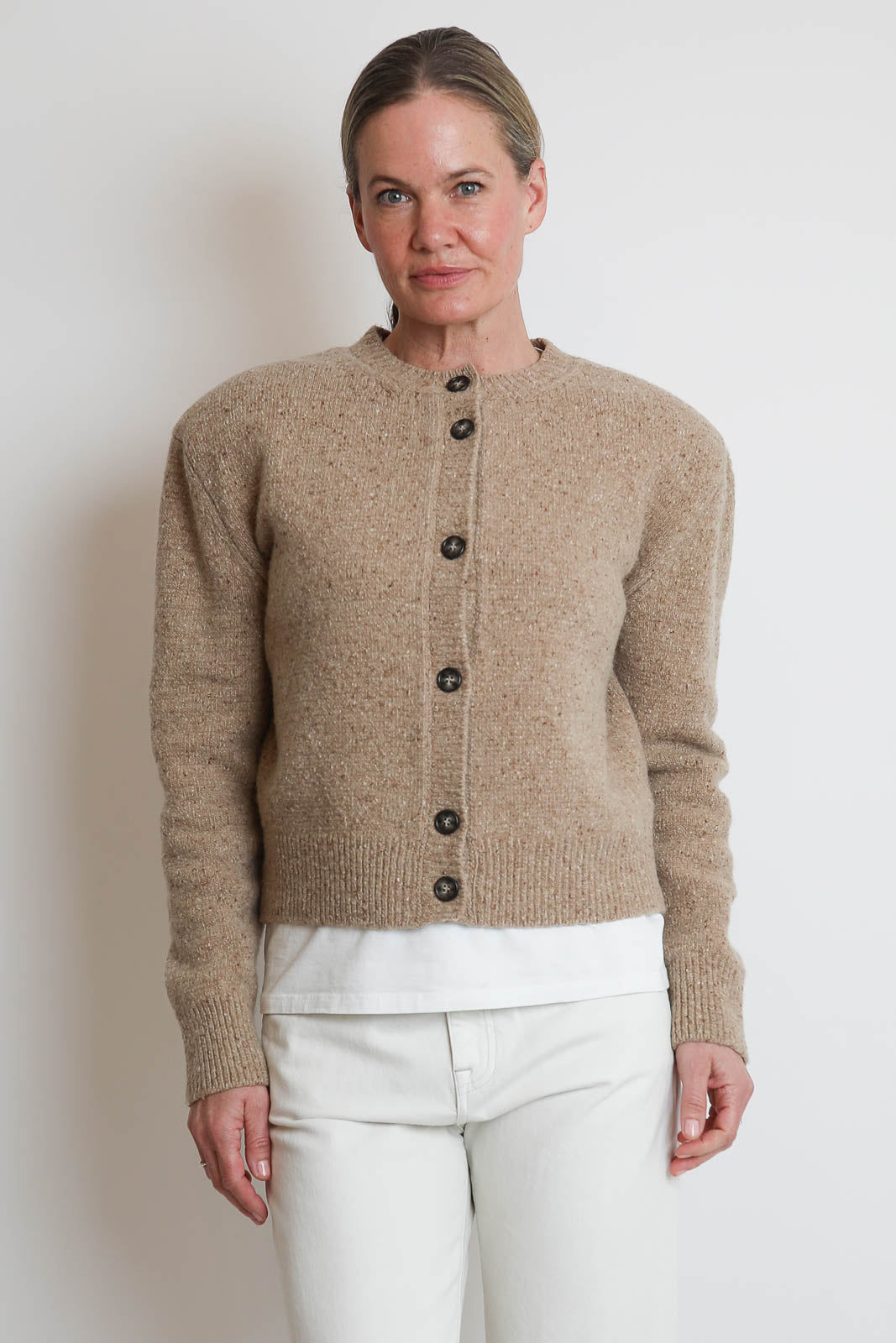 Rohe, Cardigan Fine Merino Tweed in Oat Melange
