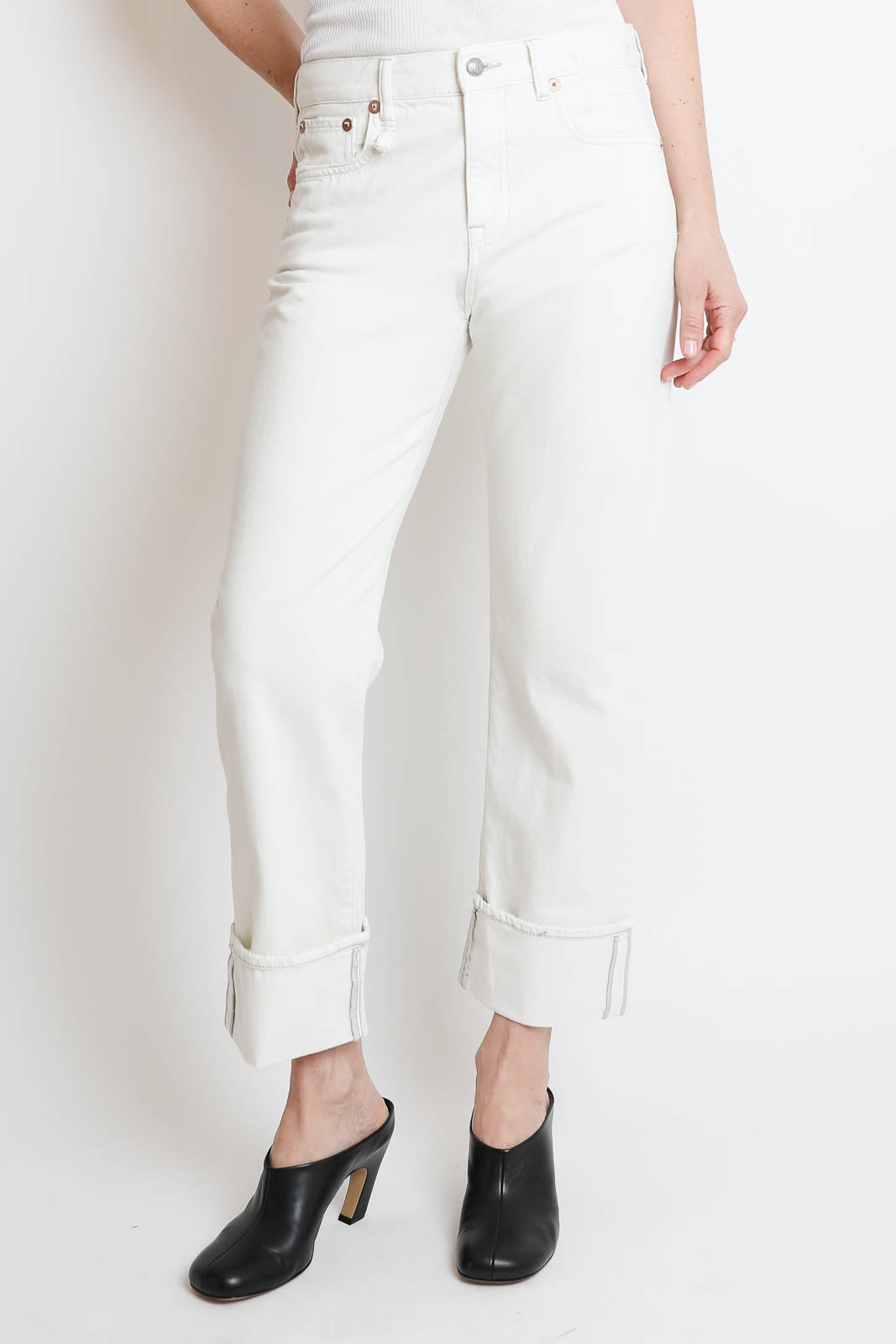 R13, Jeans Cuffed Romeo in Weiss
