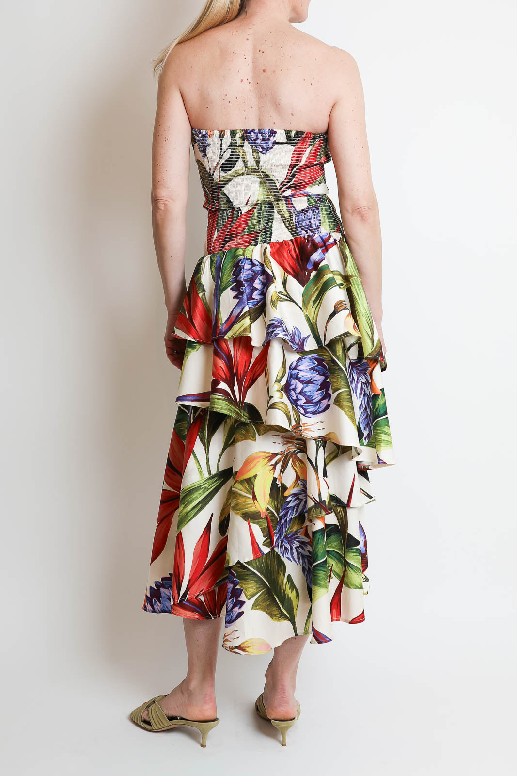 Farm Rio, Kleid Strapless in Florart Sand