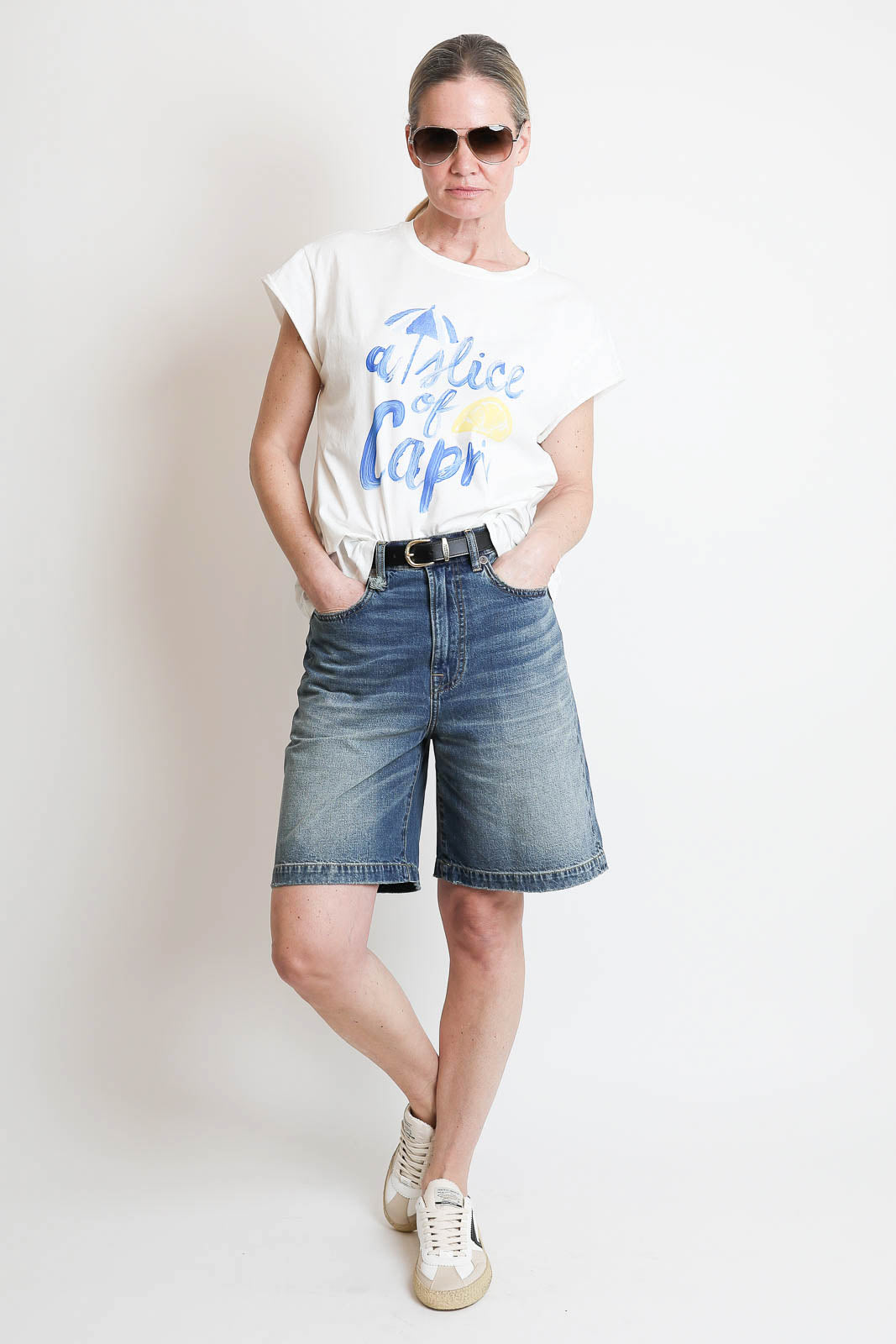 Bowery, T-Shirt Slice of Capri in Weiss