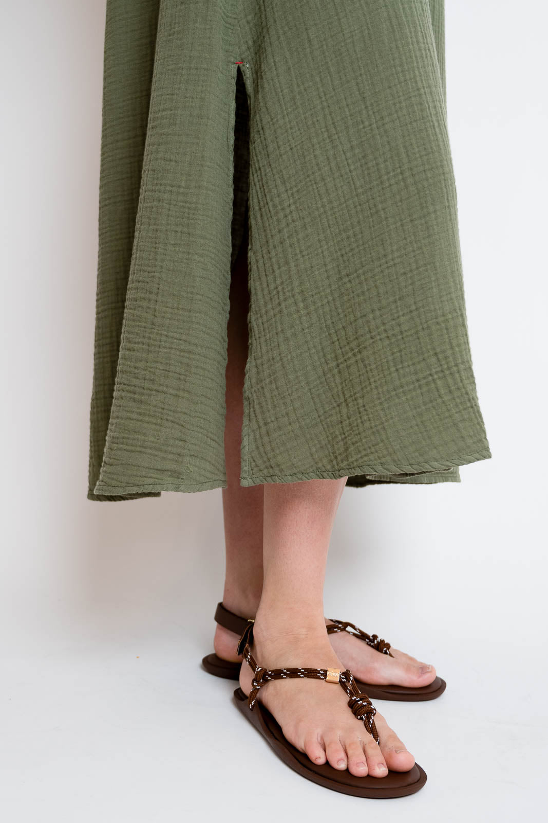Xirena, dress hem in olive moss