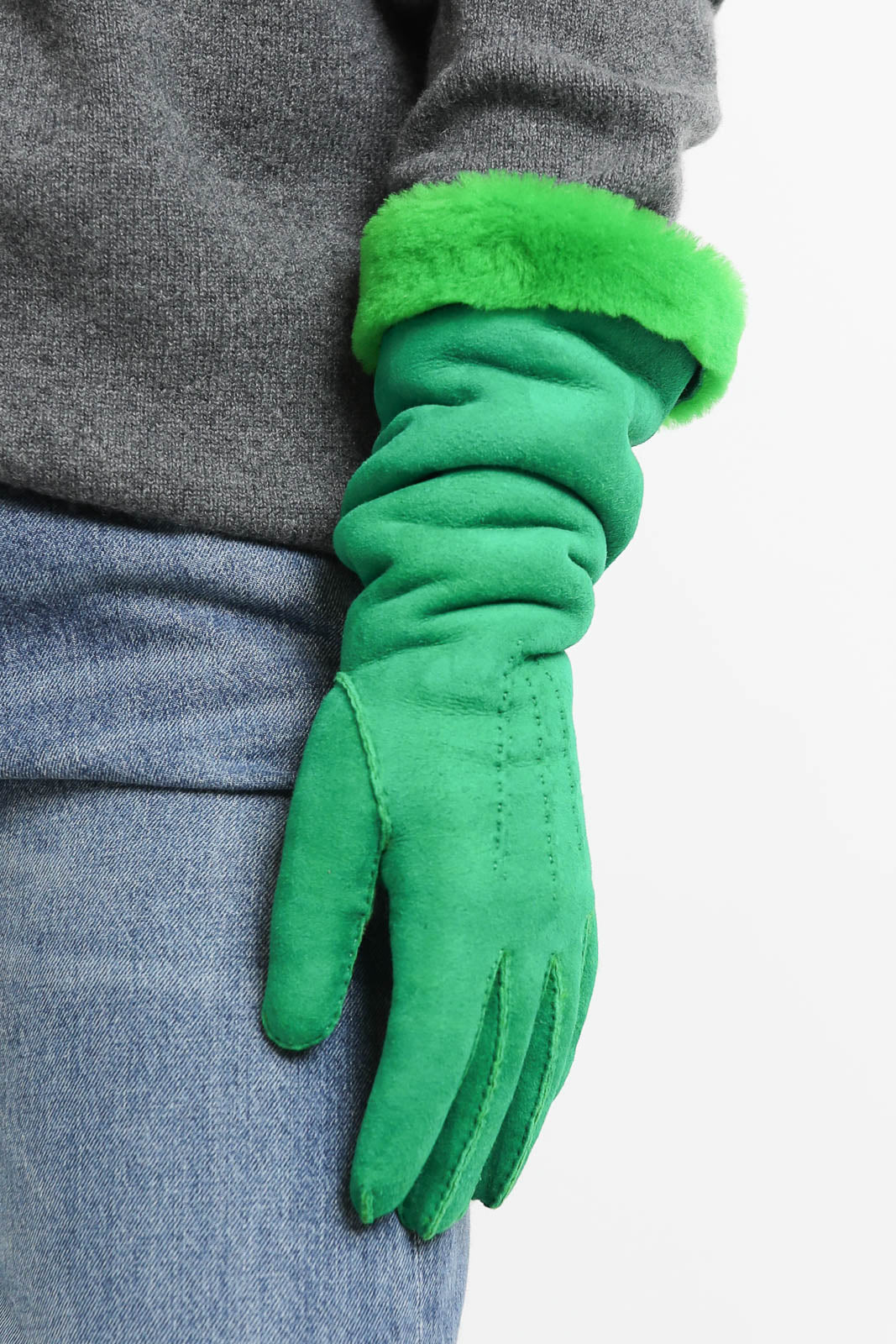 Aristide, Handschuhe aus Shearling in Grün