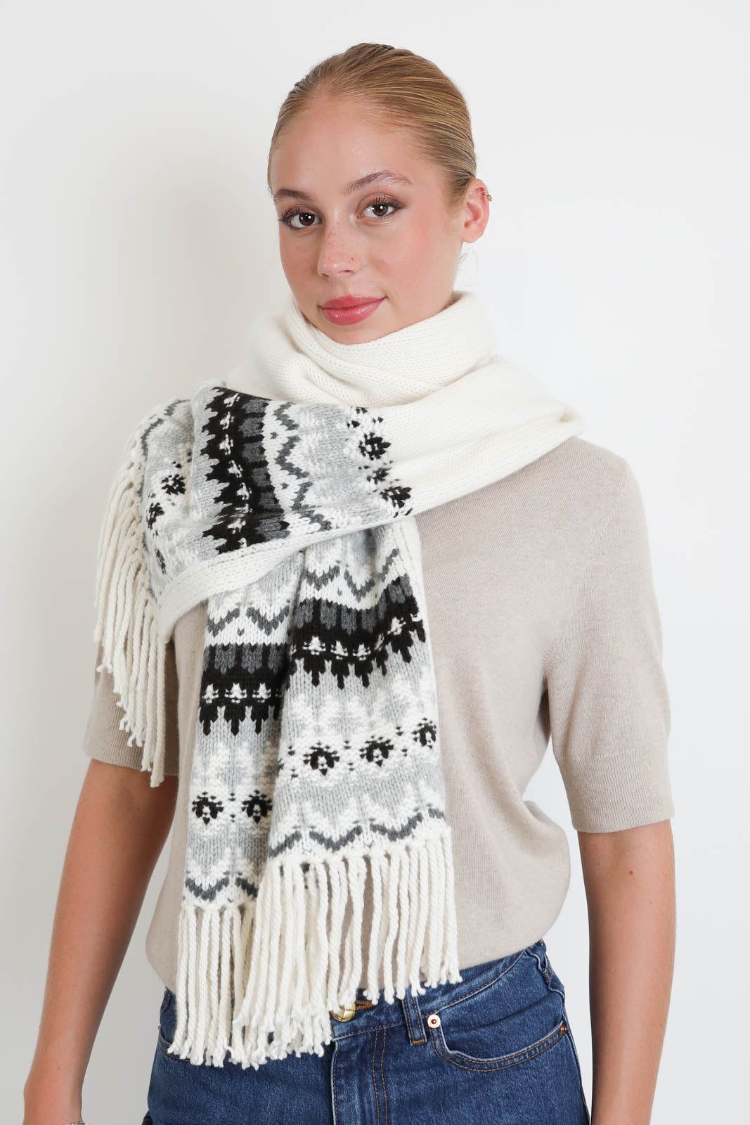 Arch4, Frostine Scarf in Snow White Fair Isle