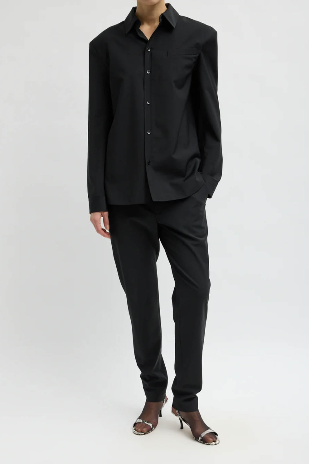 Tibi, Bluse Tropical Wool in Schwarz