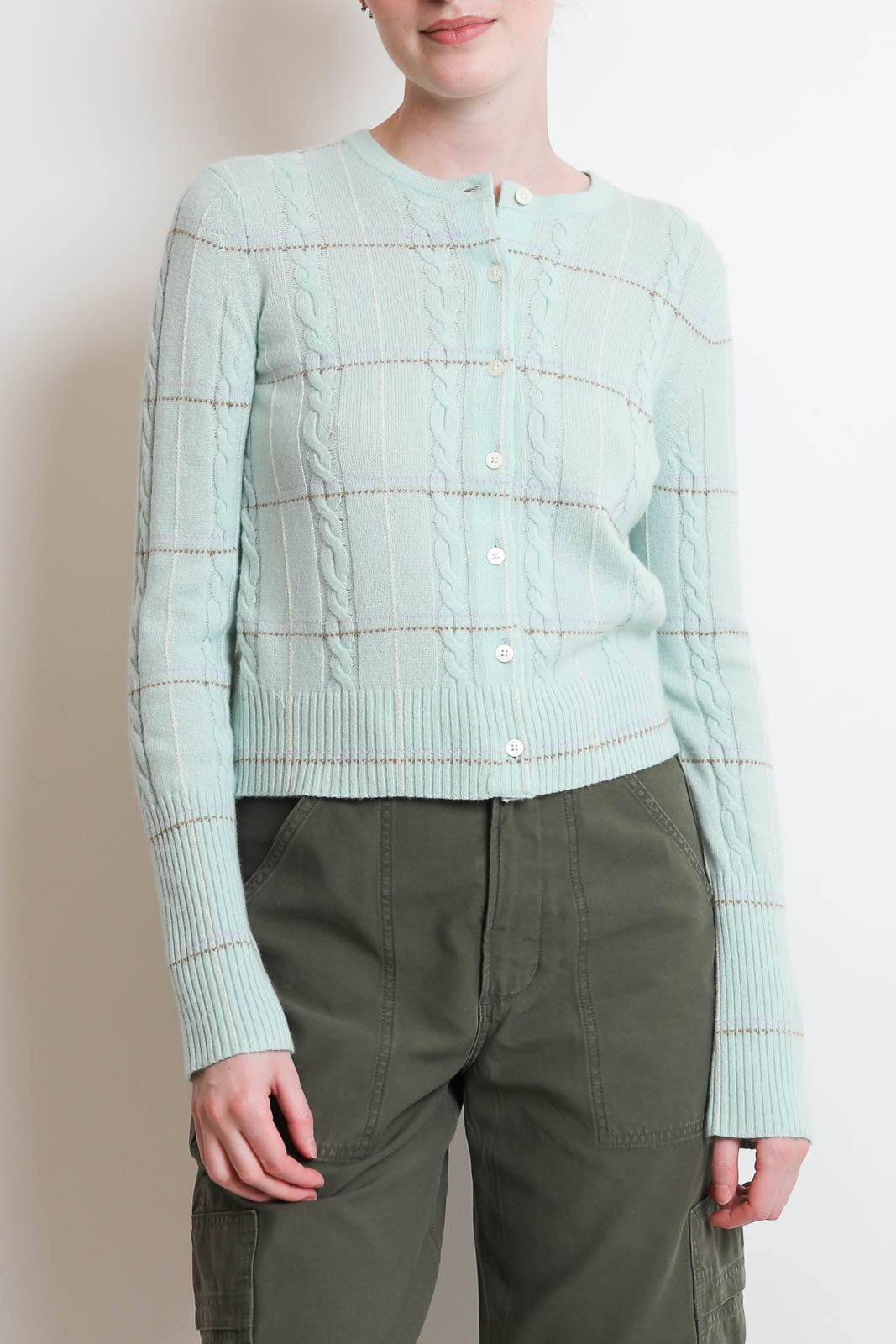 Guest In Residence, Cardigan Jane Check in Seaglass Combo