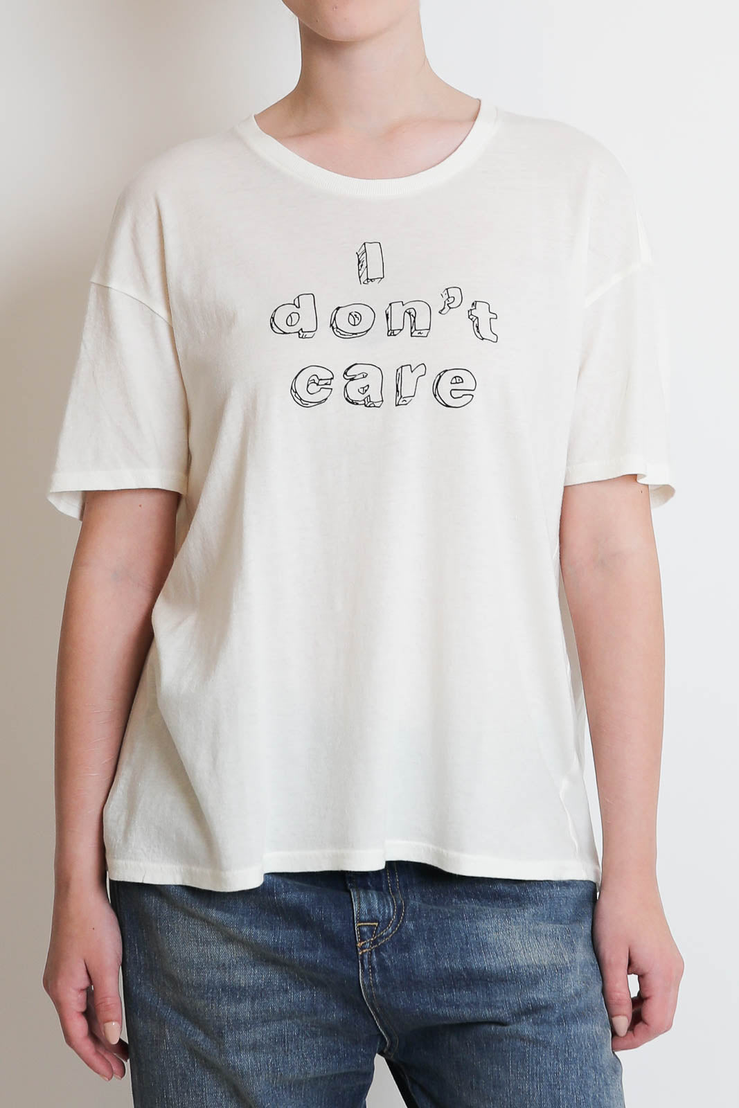R13, T-Shirt I Don't Care in Ecru