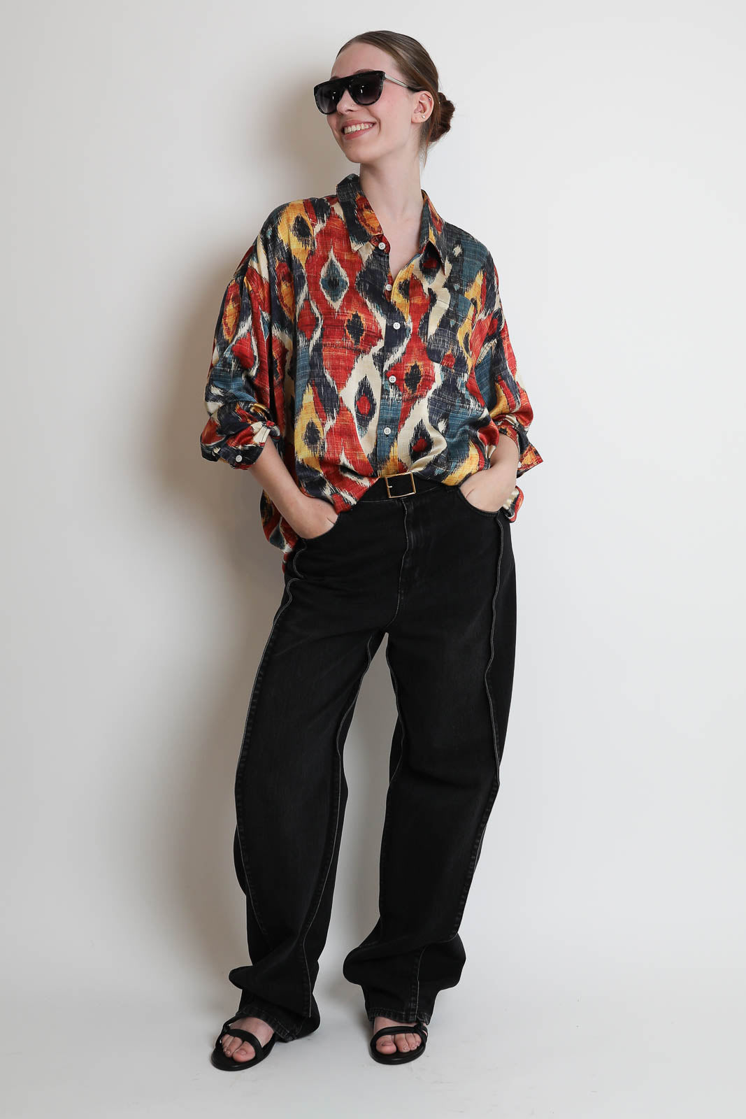 R13, Bluse Drop Neck in Multicolor