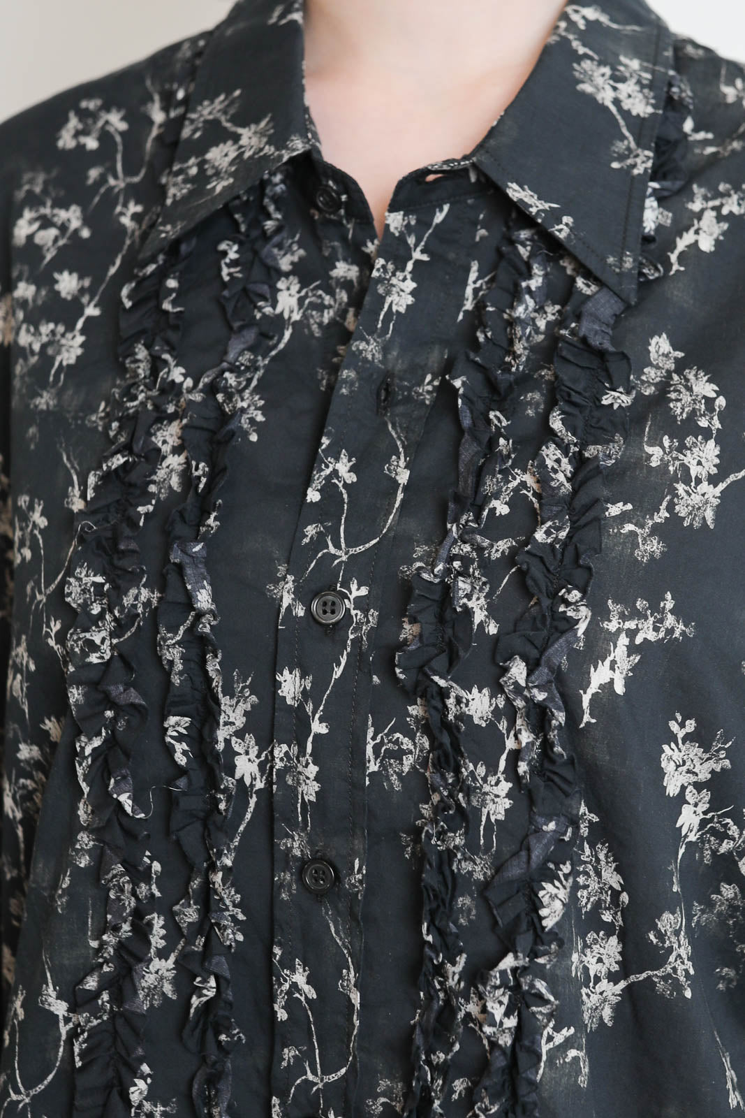 R13, Bluse Ruffle in Floral Black